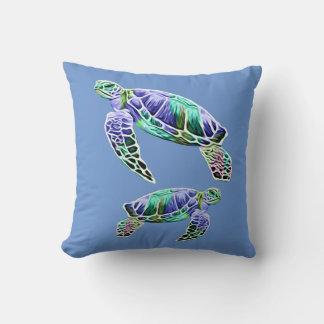 Cojín Decorativo Tortugas del Mar Verde Azul