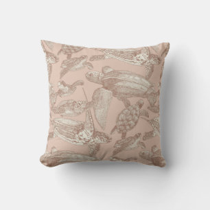 Cojín Decorativo tortugas marinas mocha mousse crema tan