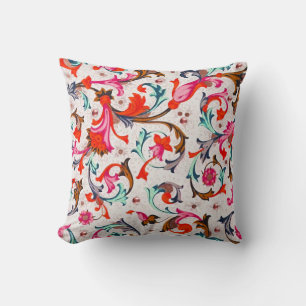 COJÍN DECORATIVO TOSCANO RENACIMIENTO ROJO FLORAL REMOLINOS, FLORES