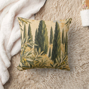 Cojín Decorativo Toscano Vintage Ciprés Olivar Mediterráneo T