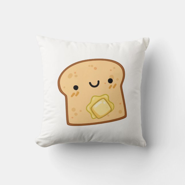 Cojín Decorativo Tosta de mantequilla Kawaii (Anverso)