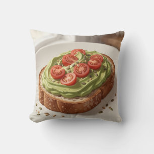 Cojín Decorativo Tostada de aguacate y tomate Arte de desayuno fres