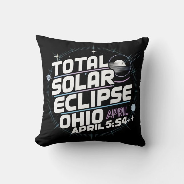 COJÍN DECORATIVO TOTAL DE ECLIPSE SOLAR OHIO APRIL (Anverso)