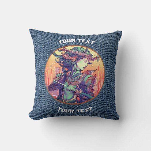 COJÍN DECORATIVO TOTE SAGITTARIO DE RÓTULO ZODIAC PERSONALIZADO (Anverso)