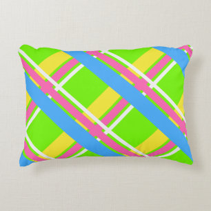 Cojín Decorativo Tote verde claro, rosa, amarillo y azul turbio