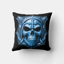 Cojín Decorativo Totenkopf Deathmetal Totenkopf Gold und Blau