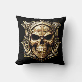 Cojín Decorativo Totenkopf Deathmetal Totenkopf Gold und Blau
