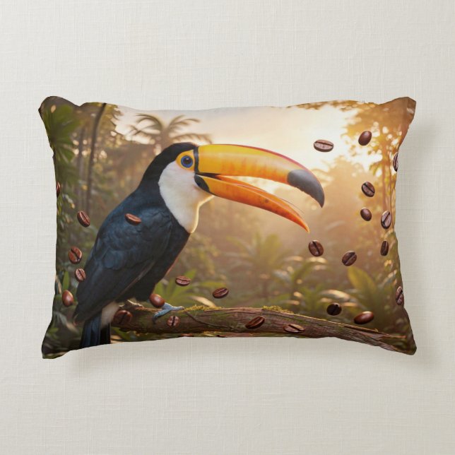 COJÍN DECORATIVO TOUCAN - COFFEE QUEEN (Anverso)