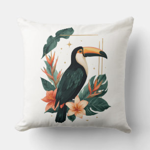 Cojín Decorativo Toucan Muse Tropical Botanical Throw Pillow