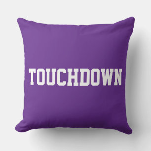 Cojín Decorativo TOUCHDOWN Deportivo Negrita Texto Blanco Sobre Púr