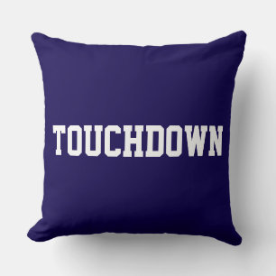 Cojín Decorativo TOUCHDOWN Deportivo Texto de Fútbol en Azul Marino