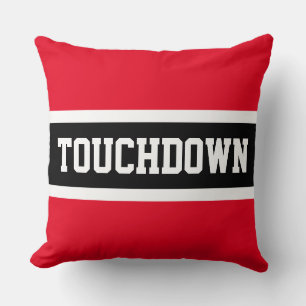 Cojín Decorativo TOUCHDOWN Negrita Rojo Brillante Negro Blanco Raya