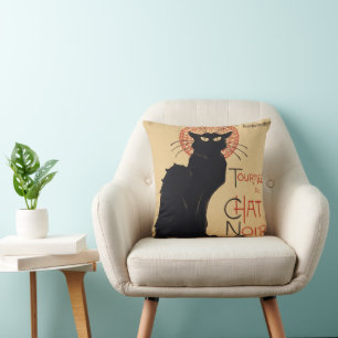 Cojín Decorativo Tournee du Chat Noir Vintage Black Cat Art Nouveau