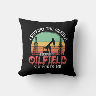 Cojín Decorativo Trabajador De Oilfield Yo Apoyo El Retro De La Pla