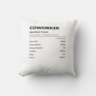 Cojín Decorativo Trabajadores y colegas divertidos datos sobre nutr