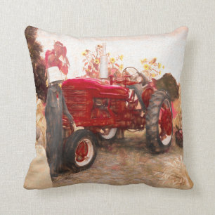Cojín Decorativo Tractor de granja Red Vintage Rústica Cosecha de 