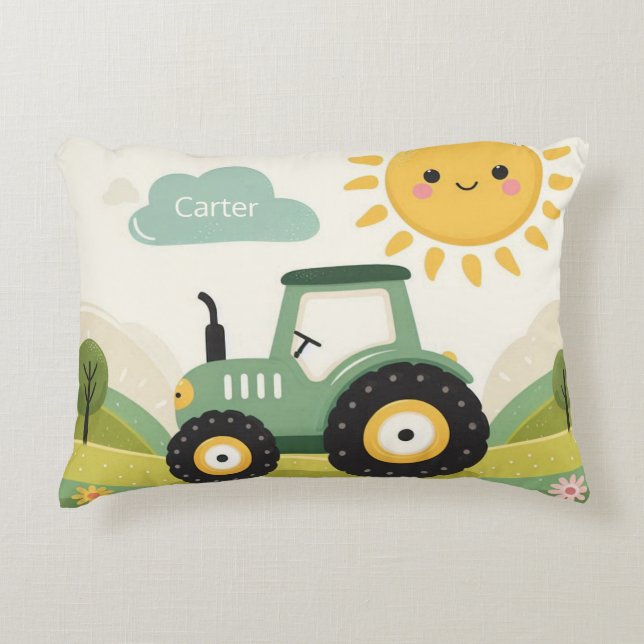 Cojín Decorativo Tractor/granja personalizado (Anverso)