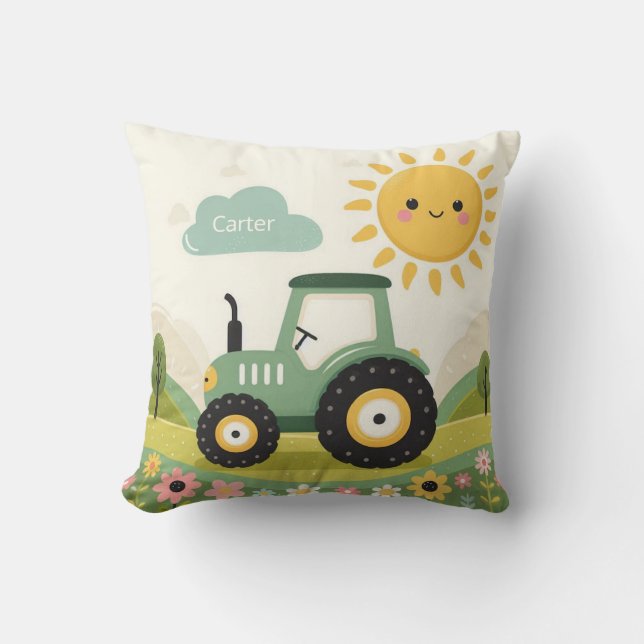 Cojín Decorativo Tractor/granja personalizado (Anverso)