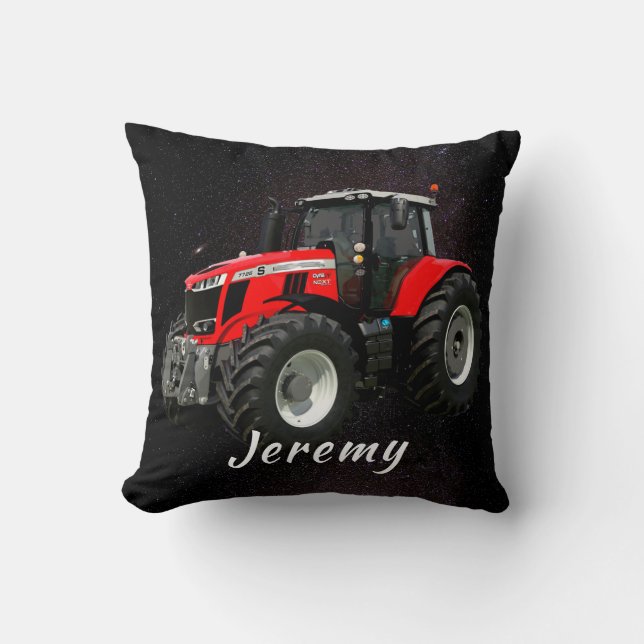 Cojín Decorativo Tractor rojo moderno  (Anverso)