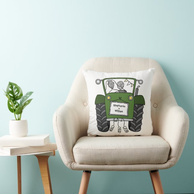 Cojín Decorativo Tractor verde de boda de campo personalizado (Silla)