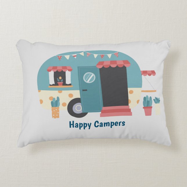 Cojín Decorativo Trailer feliz de campers (Anverso)