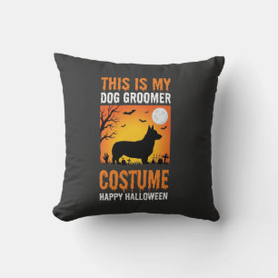 Cojín Decorativo Traje de peluquero de perro de Halloween Silueta
