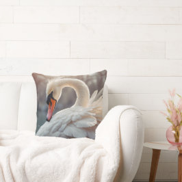 Cojín Decorativo *~* Tranquilidad del Art Nouveau cisne blanco