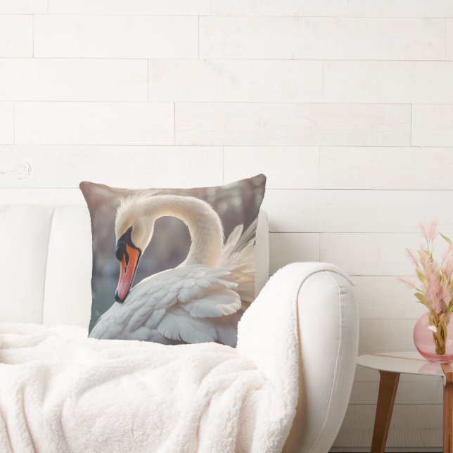 Cojín Decorativo *~* Tranquilidad del Art Nouveau cisne blanco (Sofá)