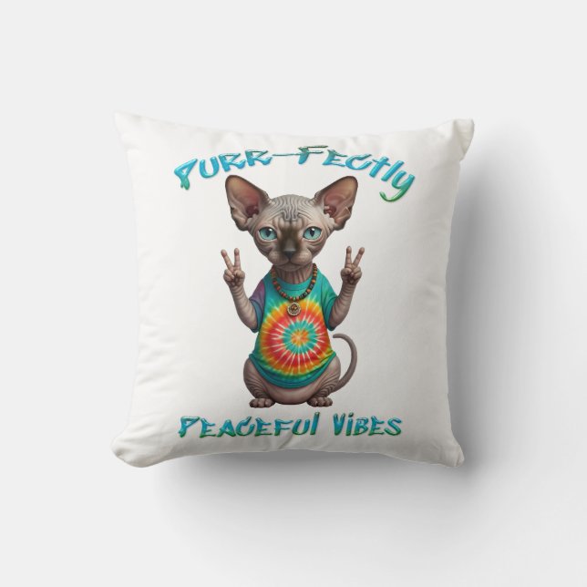 Cojín Decorativo Tranquilo Hippie Boho Kitten Vibes (Anverso)
