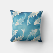 Tranquilo Indigo Koi Diseño Elegante Watercolor Ar