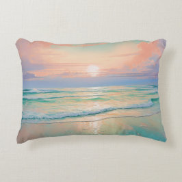 Cojín Decorativo Tranquilo paisaje de puesta de sol en la playa