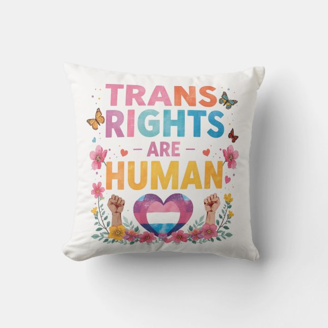Cojín Decorativo Trans Rights Are Human Rights Design | LGBTQ+  (Anverso)