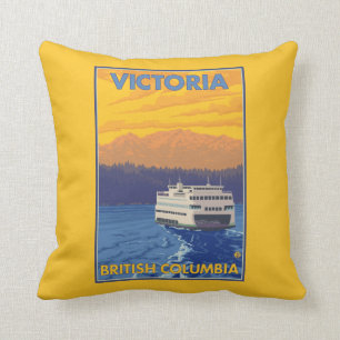 Cojín Decorativo Transbordador y montañas - Victoria, A.C. Canadá