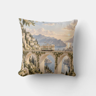 Cojín Decorativo Tranvía Alpino Dorado Viaducto de Piedra Lago de M
