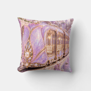 Cojín Decorativo Tranvía de Fantasía de Tulipán Ópalo Lila