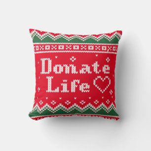 Cojín Decorativo Trasplante Donar vida Navidades feos suéter