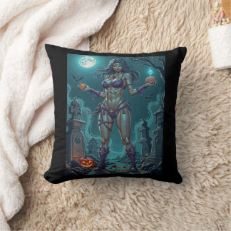 Cojín Decorativo Trato de Halloween o Novia Zombie con cerebros