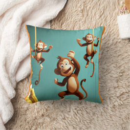 Cojín Decorativo traviesa familia de monos