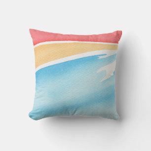 Cojín Decorativo Trazos de acuarela de color rojo naranja y azul ge