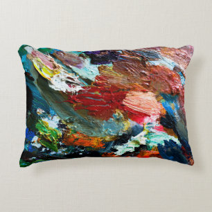 Cojín Decorativo trazos multicolores de pintura al óleo sobre el ar