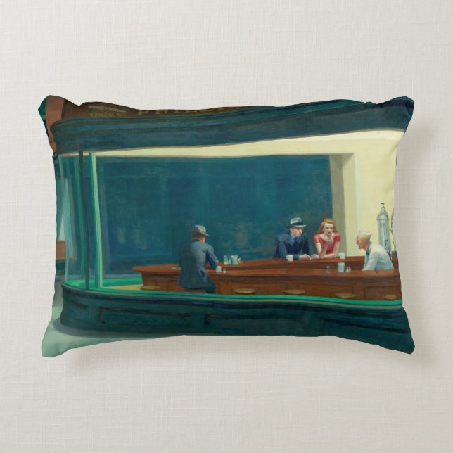 Cojín Decorativo Trazos nocturnos de 1942 por Edward Hopper (Anverso)