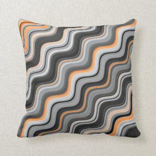 Cojín Decorativo Trazos ondulados grises y Naranjas