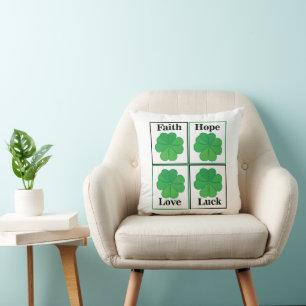 Cojín Decorativo Trébol de Cuatro Hojas Día de San Patricio Trébol