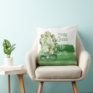 Cojín Decorativo Trébol de cuatro hojas personalizado acuarela