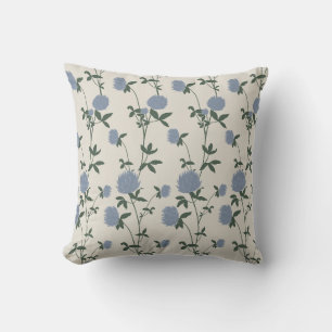 Cojín Decorativo Trébol de prado botánico retro Lino Francés