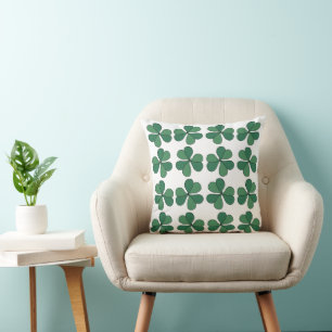 Cojín Decorativo Trébol de tres hojas Trébol Suerte Patrón Verde
