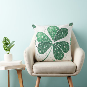COJÍN DECORATIVO TRÉBOLES CÉLTICOS IRLANDESES VERDES Y BLANCOS