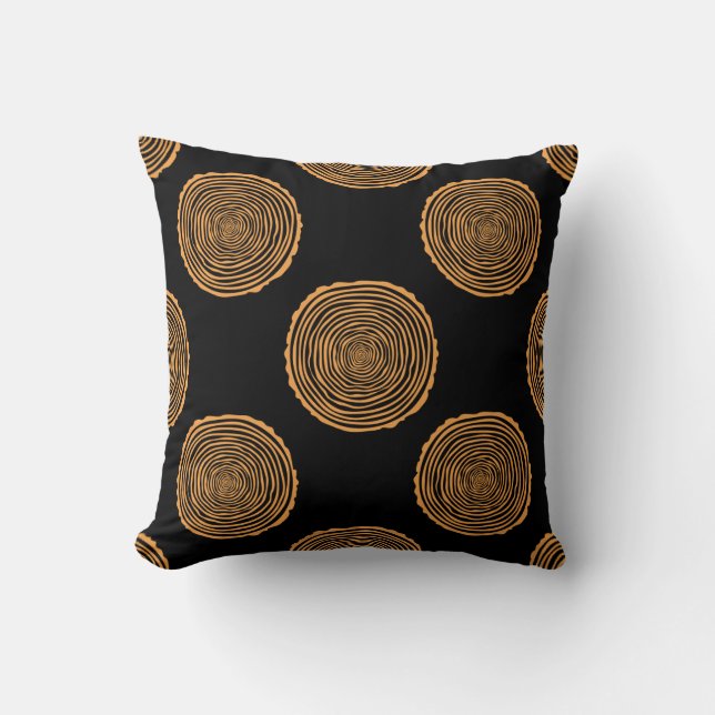 Cojín Decorativo Tree Rings Seamless Pattern. Saw cut tree trunk ba (Anverso)