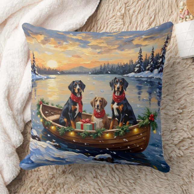 Cojín Decorativo Treeing Walker Coonhound Christmas Boat Holiday (Manta)