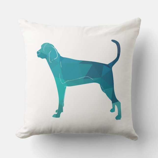 Cojín Decorativo Treeing Walker Coonhound Geometric Silhouette (Anverso)